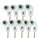 9 Pcs/Set  Golf Iron Cover PU Leather Golf Iron Headcover Waterproof Four Leaf Clover Magic Tape Golf Iron Set Drop Ship