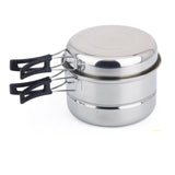 3pcs Outdoor Pan Set Stainless Steel Plate Stacking Pots Hiking Picnic Pot Camping Hiking Cookware Picnic Cooking Bowl Pot