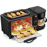 220V 3 In 1 Household Electric Oven 9L Bread Pizza Oven 600ML Coffee Machine Non-stick Frying Pan Automatic Breakfast Maker