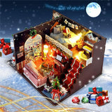DIY Miniature Dollhouse Kits Furniture Christmas Carnival Night Wooden Dolls House With LED Light Toys For Children Gift