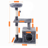 Pet Cat Climbing Tree Cat Condo Kitty Tower with Scratching Post Hammock Bed Multi Level Cat Climbing Activity Tree for Cats