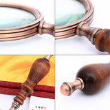 10X Magnifying Glass Retro Handheld Magnifier Wooden Handle Optical Glass Magnifying Glass for Reading Coins Repair Work #35