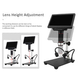 7-inch LCD Video Microscope with 32GB TF Card 1200X Microscope&amp;amp;Telescope 1080P with  IR Remote Adjustable Metal Stand&amp;amp;LED Light