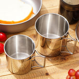 4PCS 304 Stainless Steel Outdoor Camping Cup Set Trekking Camping Cups Travel Hiking Cookware Equipment Accessory