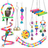 Parrot Hanging Cage  Bird Cage Toys for Parrots Reliable &amp; Chewable-Swing Hanging Chewing Bite Bridge Wooden Beads Ball Bell To