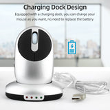 2.4G Wireless Rechargeable Mouse 3-gear Adjustable DPI Ergonomic Optical Mouse with 3-port USB Hub Charging Dock