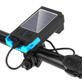 Solar USB Rechargeable Bike Headlight Front Light Waterproof MTB Road Bicycle Flashlight Night Riding Light Lamp with Horn