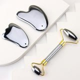 Portable Natural Jade Face Massage Roller Beauty Eye Neck Reduces Eye Puffiness Anti Aging Gua Sha Scraping Board
