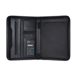 Multifunctional Professional Business Zippered Portfolio Padfolio A4 PU Leather w/ Calculator Business Card Holder Memo Note Pad