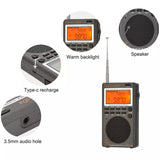 HRD 747 Portable Radio FM/MW/SW/SSB/LSB/AIR/CB/VHF/UHF/UBD/WX Full-Band Mini Radio Receiver Stereo Digital Radio Rechargeable