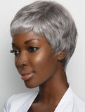 Chemical fiber wig women's short hair silver gray chemical fiber headgear pixie wig
