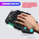 HXSJ J50 Ergonomic Keyboard  Mouse Combo Colorful Backlight One Handed Wired Gaming Keyboards 5500DPI PC Gamer Set For CS PUBG