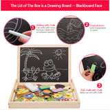 Montessori Kid Toy Wooden Magnetic Puzzle White Board Drawing Set Cartoon Animals Farm Puzzle Kids Educational Toy Baby Gift Kit