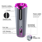 Professional Spin N Curl Auto Hair Curler LCD Display USB Rechargeable Spiral Curls Curling Iron Automatic Wireless Hair Curler