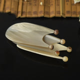 2pc Natural Horn Massager Multifunctional U-Shaped Acupoint Scraping Board Remove Wrinkle Facial Eye Gua Sha Massage Beauty Tool
