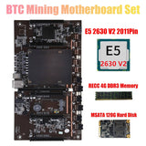 BTC Mining Motherboard X79 H61 5X PCI-E 8X Support 3060 3070 3080 GPU with E5 2630 RECC 4GB DDR3 Memory 120G SSD