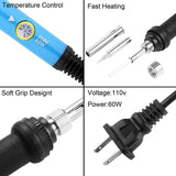 60W 220V 110V Electric Soldering Iron Set Tool Kit Solder Wire Tips Stand