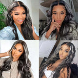 Women's Fashion Medium Long Curly Hair Wig Wave Highlight Silver Gray