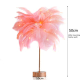 DIY Creative Feather Table Lamp Warm White Light Tree Feather Lampshade Girl LED Wedding Decorative Lights Pink White Birthday