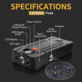 Car Jump Starter Power With Air Compressor Tire Pump 20000mah Portable Charger Car Booster  Starting Device For 3.5L/6L