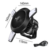 Solar Camping Fan 5000mAh USB Rechargeable 4 Speeds With LED Light Camping Tent Fan For Beach Hiking Home Office Car