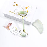 Anti-Aging Natural Serpentine Jade Roller and Guasha Sets Facial Body Slimming Beauty Tool for Man Women Massage Spa Health Care
