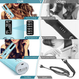 Cordless Hair Curler Automatic Rotating Curling Iron Portable Wireless Rechargeable Curling Wand LCD Display Ceramic Hair Curler