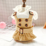 Khaiki Girl Boy Fashion Summer Spring Dog Clothes Trench Coat Dress Lover Pet Outfit Supplies Clothes For Cat Costumes Jacket