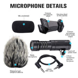 Portable Camera Microphone, Rabbit Hair Video Interview Microphone Directional Recording Shotgun Mic with Shock Mount for iPhone