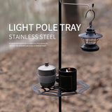Stainless Steel Mini Platform Fits 1.2cm Folding Lamp Pole Hollow Lantern Holder Rod Tray for Camping Hiking Fishing Backpacking