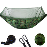 Outdoor Large Camping Hammock with Mosquito Net 2 Person Pop-up Parachute Lightweight Hanging Hammocks Tree Straps Swing Hammock