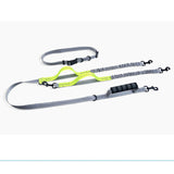 Dual Dog Leash Two Dog Lead with waist Bag Retractable Reflective Leashes for small big dog chihuahua Husky dog accessories