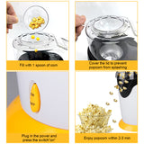 1200W Popcorn Machine Household Mini Electric Blower Automatic Popcorn Maker with A Swirl The Non-stick Liner DIY Corn Popper
