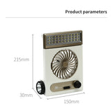 Multifunctional Mini Solar Fan USB Rechargeable Portable Fan Outdoor lighting Ceiling Fan with Led Light Desktop Fan