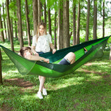 Outdoor Large Camping Hammock with Mosquito Net 2 Person Pop-up Parachute Lightweight Hanging Hammocks Tree Straps Swing Hammock