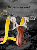 Stainless steel flat rubber band slingshot outdoor sports hunting high precision 3 times aiming slingshot With solid wood patch