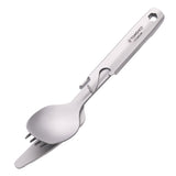 Lixada 4in1 Titanium Flatware Cutlery Set Lightweight Outdoor Picnic Spoon Fork Cutter Multifunctional Flatware Cooking Supplies