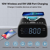 Alarm Clock With Bluetooth Speaker And Wireless Charger,Fm Radio Clock ,Dimmable Led Digital Display For Home Bedroom