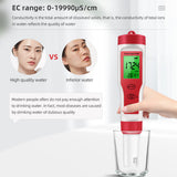 PH Meter With ATC 3/4 in 1 PH/TDS/Temp Tester High Accuracy Digital Water Quality Tester For Pools, Drinking Water, Aquariums