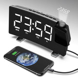 LED Digital Projection Alarm Clock Electronic Alarm Clock with Projection FM Radio Time Projector Bedroom Bedside Mute Clock