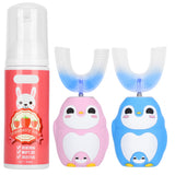 Silicone UShaped Head Smart Children Safe Low Amplitude High Frequency Motor Automatic Sonic Electronic Toothbrush Mousse 60ml