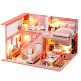 CUTEBEE DIY Doll House Wooden Doll Houses Miniature Dollhouse Furniture Kit with LED Toys for Children Christmas Gift  L023