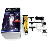 Kemei New All Metal Professional Hair Clipper Men USB Electric Cordless Hair Trimmer T-Blade carving Bald head Hair cut Machine