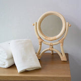 Rattan Innovative Art Decoration Round Makeup Mirror Dressing Bathroom Wall Hang Rattan Dressing Table Makeup Mirror