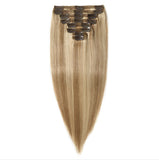 Real hair wigs, long straight hair clips, eight sets of 18 card real hair extensions Clip In