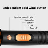 KEMEY Home Office Travel 3-speed High-power Hair Dryer Hammer Hair Dryer Large Wind Nozzle + Diffuser Nozzle Quickly Dry Hair