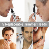 Electric Nose/Ear/Body/Eyebrow Hair Trimmer for Men Shaver Razor Hair Grooming Kit 5 in 1 USB Rechargeable