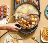 220V Removable Electric Hot Pot &amp; Grill 2 In 1 Multifunctional Hotpot Cooker Barbecue Frying Pan For Home