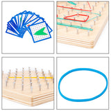 NEW Wooden Geoboard with Rubber Bands and Cards 8 * 8 Pins Graphical Educational Toys for Kindergarten Kids 4-6 years old