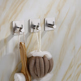 6PCS Self-Adhesive Stainless Steel Bathroom Hardware Kit Accessory Set with Towel Rack Coat Sticky Hooks Toilet Paper Holder
